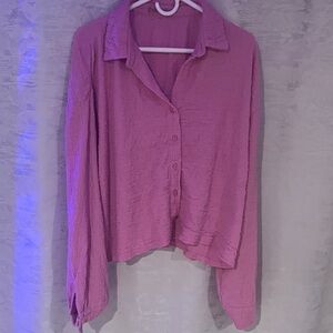 Ruched pink long sleeve top size L